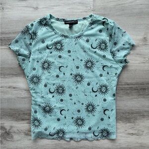 Harper & Ivy Mint Graphic Tee 90’s Vintage Look Celestial Print